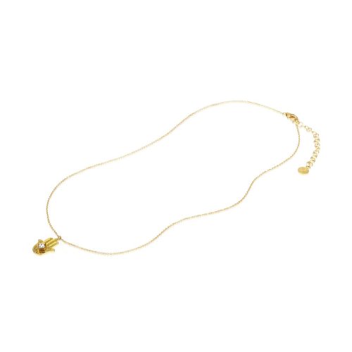 Hamsa Diamond Pendant With Chain Necklace In 18Kt Gold