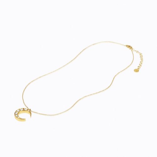 Diamond Jadau Crescent Necklace In 18Kt Gold