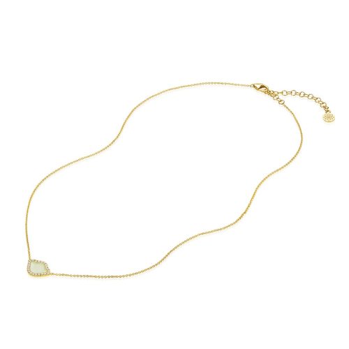 Blue Enamel & Diamond Lotus Necklace In 18Kt Gold