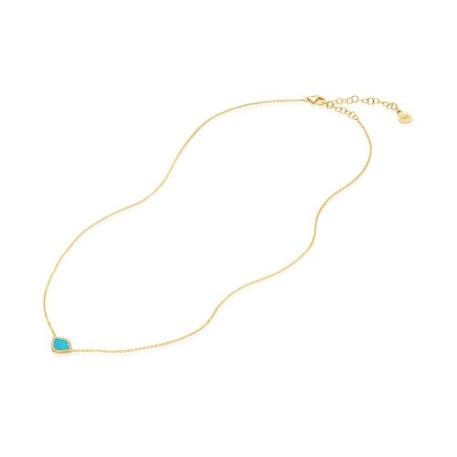 Blue Enamel & Diamond Lotus Necklace In 18Kt Gold