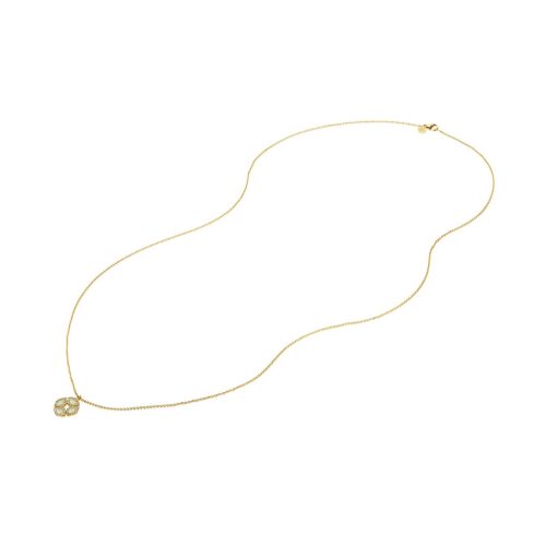 White Enamel & Diamond Lotus Flower Necklace In18 Kt Gold