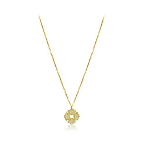White Enamel & Diamond Lotus Flower Necklace In18 Kt Gold