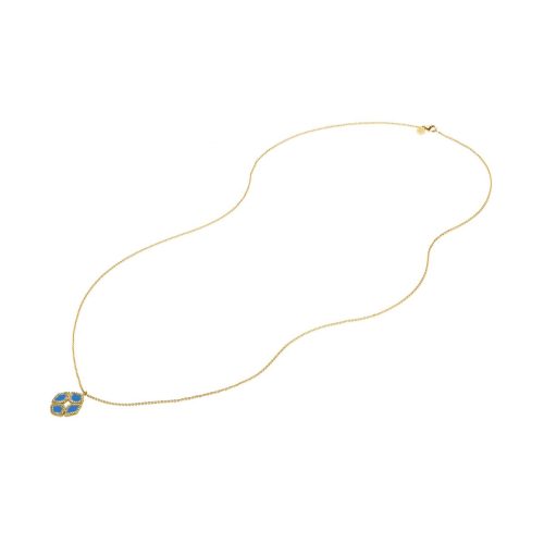 Blue Enamel & Diamond Lotus Flower Earrings In 18Kt Gold