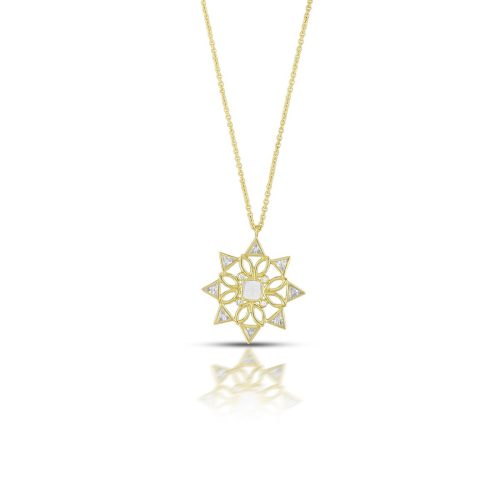 White Sapphire Star Necklace In 18Kt Gold