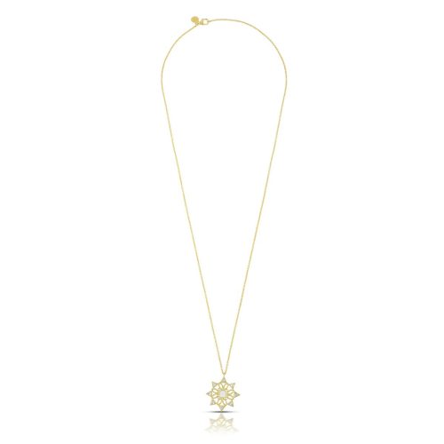 White Sapphire Star Necklace In 18Kt Gold