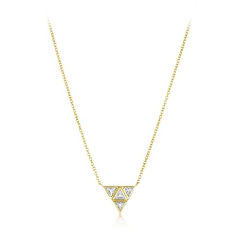 White Sapphire Trigonal Necklace In 18Kt Gold