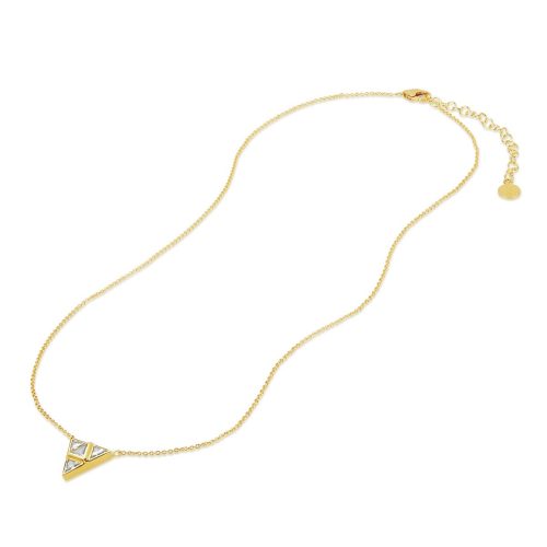 White Sapphire Trigonal Necklace In 18Kt Gold