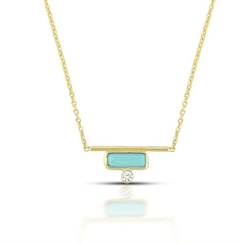 Turquoise And Diamond Necklace In 18Kt Gold
