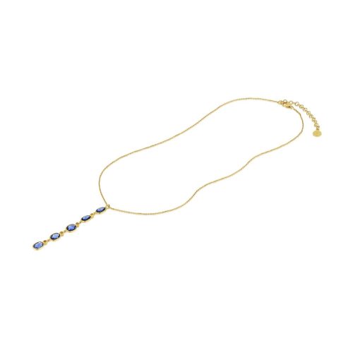 Diamond and Blue Sapphire  Pendant with Chain in 18kt Gold