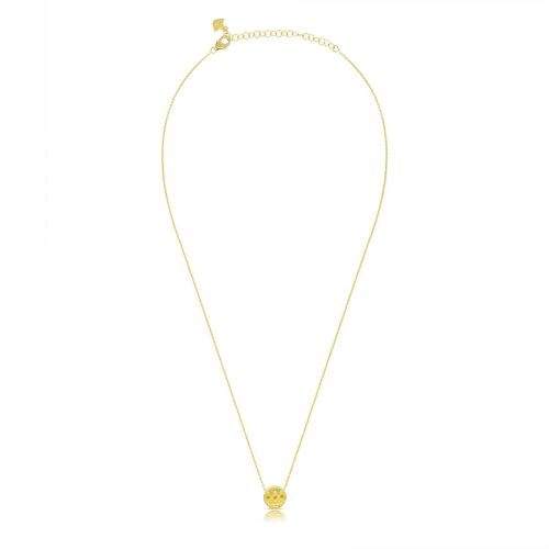 Yellow Sapphire Round Pendant Necklace In 18Kt Gold