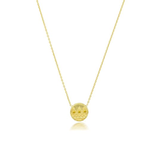 Yellow Sapphire Round Pendant Necklace In 18Kt Gold
