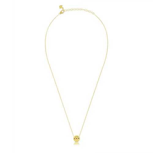 Blue Sapphire Round Pendant Necklace In 18Kt Gold