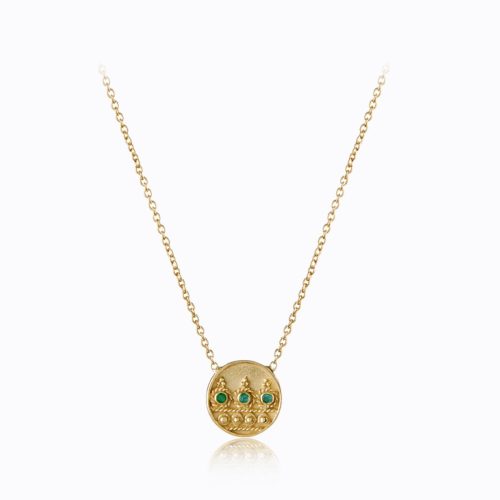 Emerald Round Pendant Necklace In 18Kt Gold