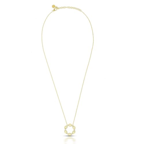 White Enamel & Diamond Lotus Ring Necklace In 18Kt Gold