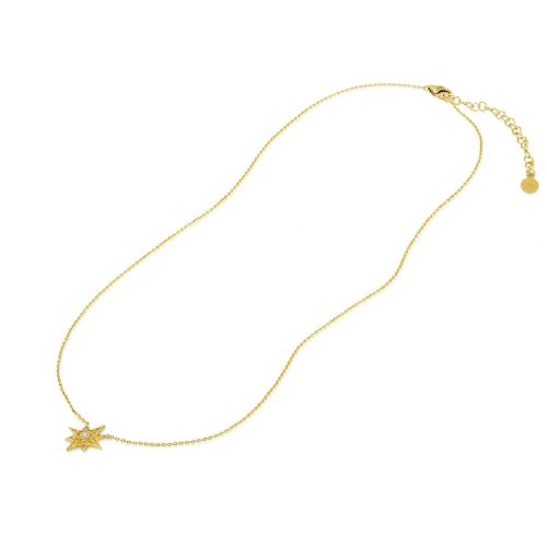 Full Cut Diamond Star Pendant Necklace In 18Kt Gold