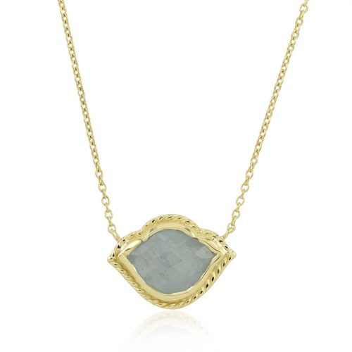 Lotus aquamarine chain necklace in 18 kt gold