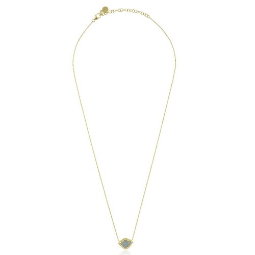 Lotus aquamarine chain necklace in 18 kt gold