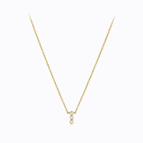 Three Dot Diamond Necklace In 18Kt Gold