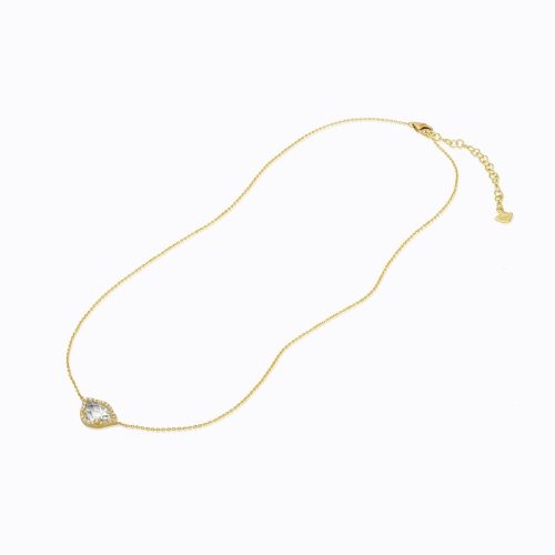 White Topaz and diamond Pendant Chain Necklace in 18 kt gold