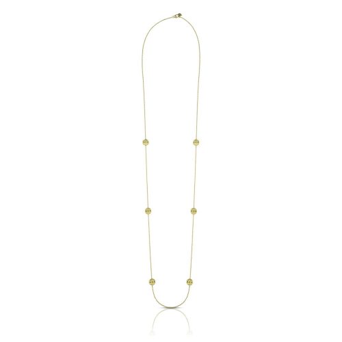 Round Blue Saphhire Chain Necklace In 18Kt Gold