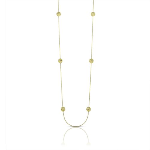 Round Blue Saphhire Chain Necklace In 18Kt Gold
