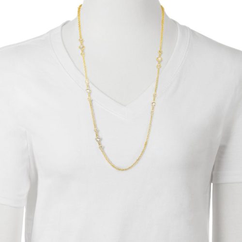 White Topaz & Diamond Lotus Necklace In 18Kt Gold