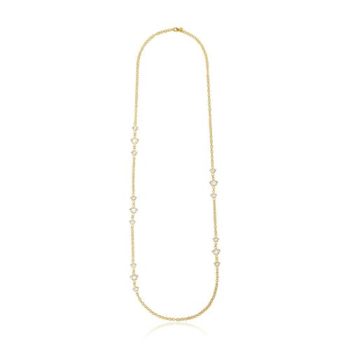 White Topaz & Diamond Lotus Necklace In 18Kt Gold