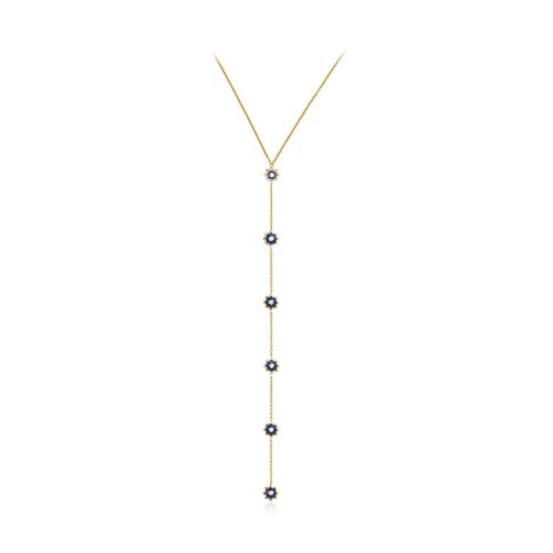 Blue Enamel And Diamond Tye Necklace In 18Kt Gold