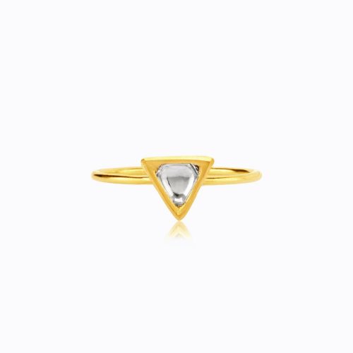 Diamond Jadau Trine Ring In 18Kt Gold