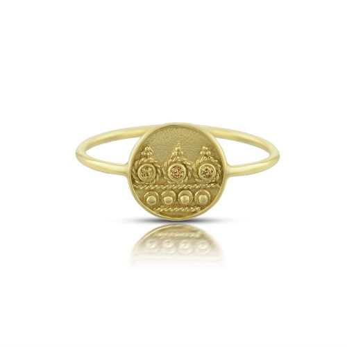 Round Yellow Sapphire Ring In 18Kt Gold