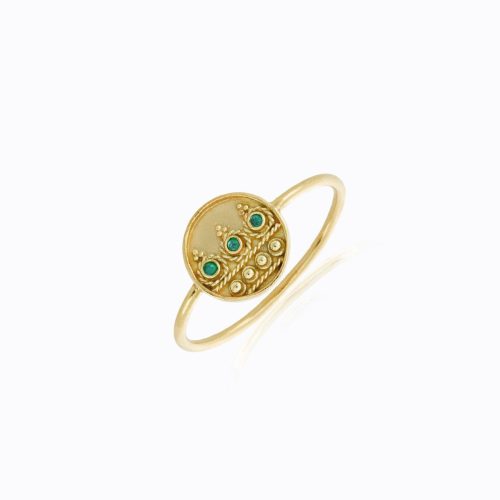 Round Emerald Ring In 18Kt Gold