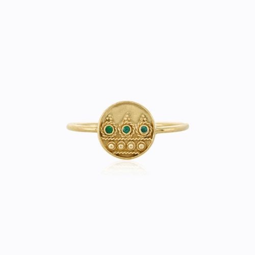 Round Emerald Ring In 18Kt Gold