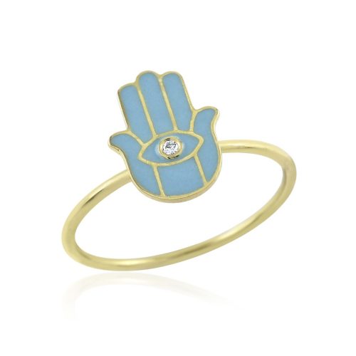 Enameled Stone Ring in 18Kt Gold