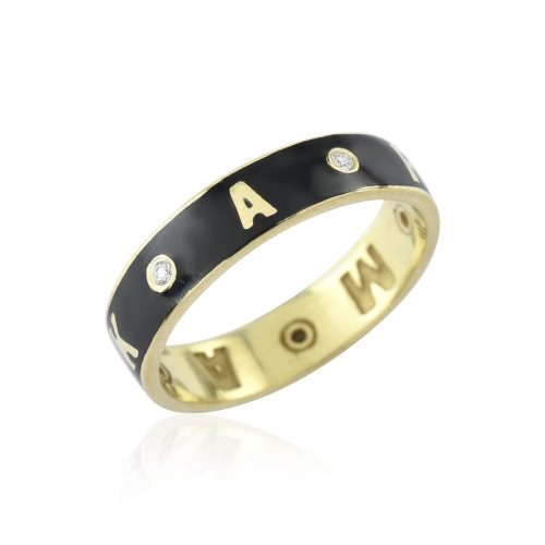 Stone Studdded Karma Inscribed Ring In 18Kt Gold