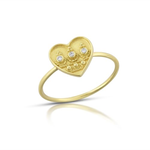 Full Cut Diamond Heart Ring In 18Kt Gold