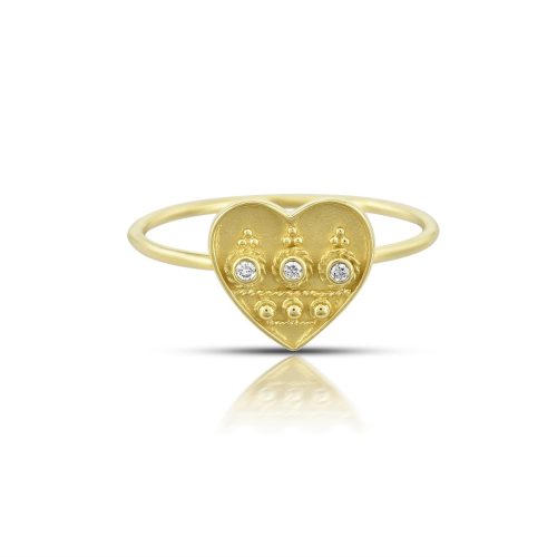 Full Cut Diamond Heart Ring In 18Kt Gold