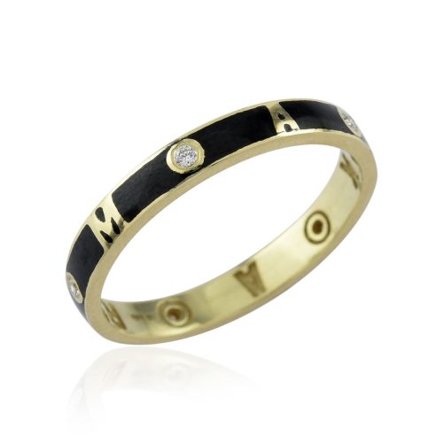 Stone Studded Karma Inscribed Ring In 18Kt Gold