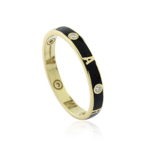 Stone Studded Karma Inscribed Ring In 18Kt Gold