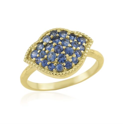 Lotus blue sapphire ring in 18 kt gold