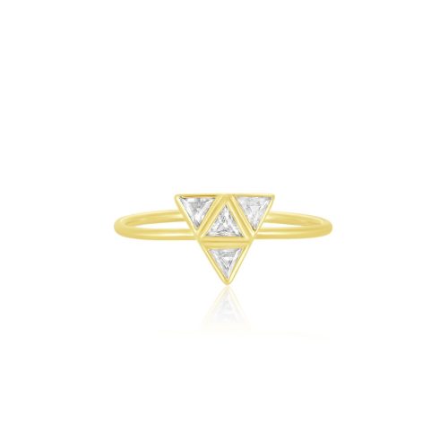 White Sapphire Trigonal Ring In 18Kt Gold