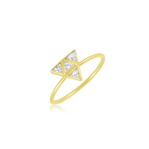 White Sapphire Trigonal Ring In 18Kt Gold