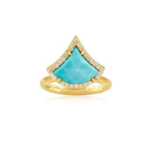 Trigon turqouise and diamond Ring in 18ct gold