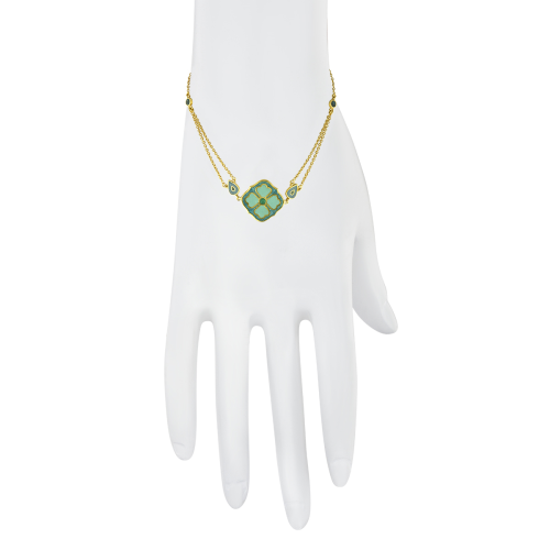Aqua Green Enamel Reversible Bracelet In 18Kt Gold