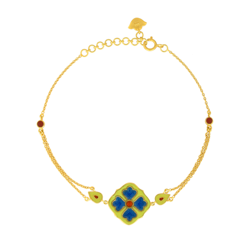 Aqua Green Enamel Reversible Bracelet In 18Kt Gold