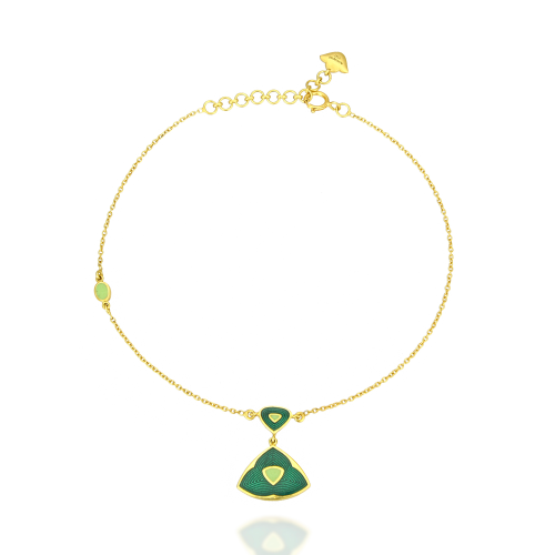 Blue & Green Enamel Reversible bracelet In 18Kt Gold