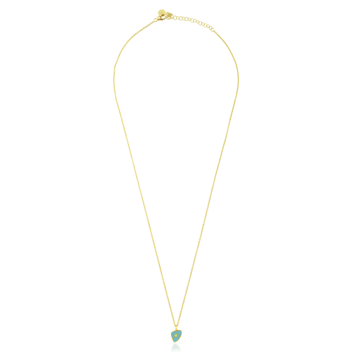 Blue & Green Enamel  Reversible Necklace  In 18 Kt Gold