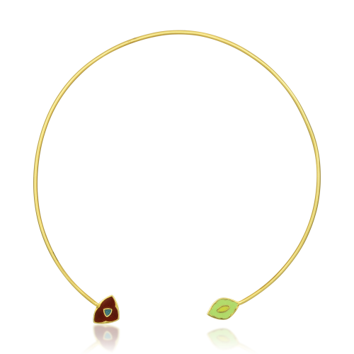 Blue & Green Enamel Reversible Collar Necklace In 18Kt Gold