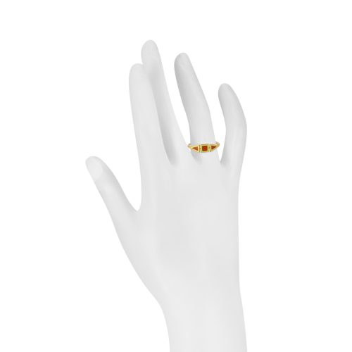 Yellow And Red Enamel Ring Crafted In 18Kt Gold