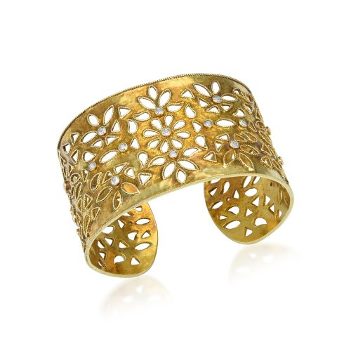Filigree diamond cuff in 18KT gold