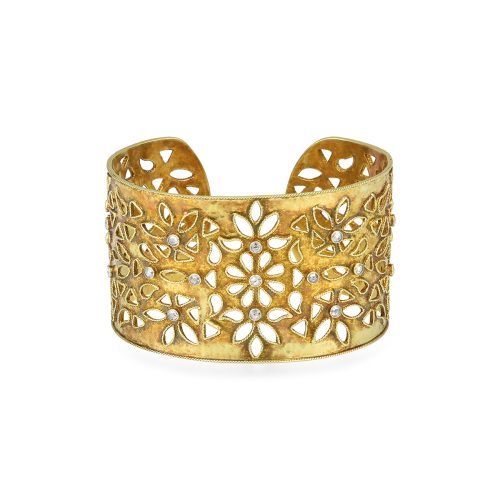 Filigree diamond cuff in 18KT gold
